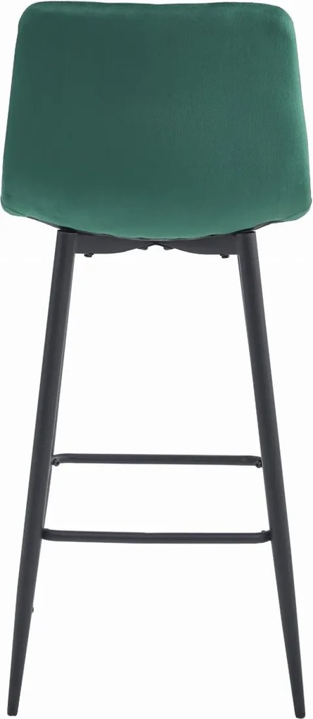 Scaun de bar POZZA VELVET cu picioare negre, verde inchis