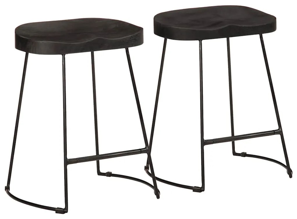 vidaXL Scaune de bar 2 buc Negru 46x38x52 cm lemn masiv de mango