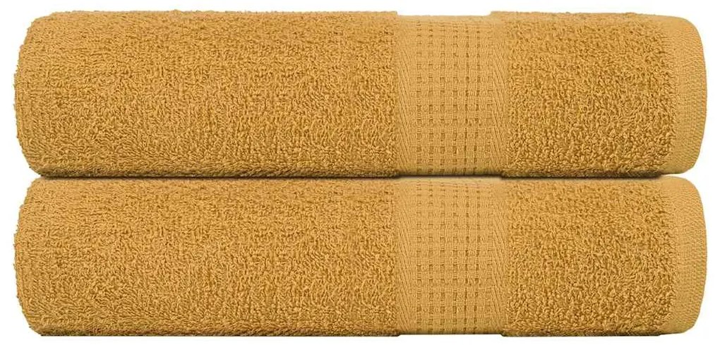 vidaXL Prosoape de baie 2 buc Aur 100x150 cm 360 g/m² 100% bumbac