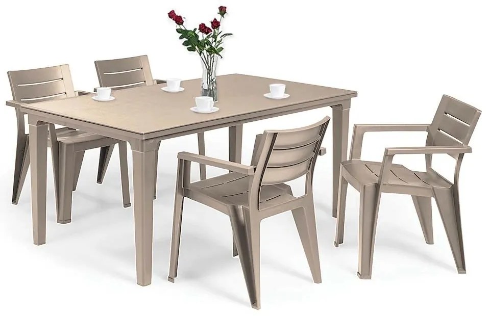 Set mobilier de grădină Fujuli 4+1 cappuccino