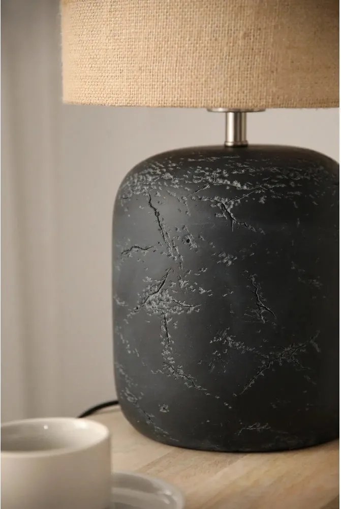 Veioză negru-natural cu abajur din iută (înălțime 45 cm) Montagna – Markslöjd