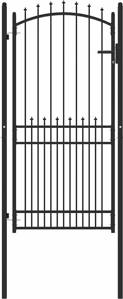 vidaXL Poartă de gard cu țepi cu blocare Negru 100 x 200 cm