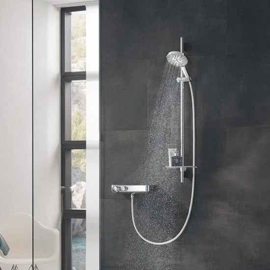 Grohe Rainshower SmartActive 130 Set dus cu bara 90 cm si savoniera, crom