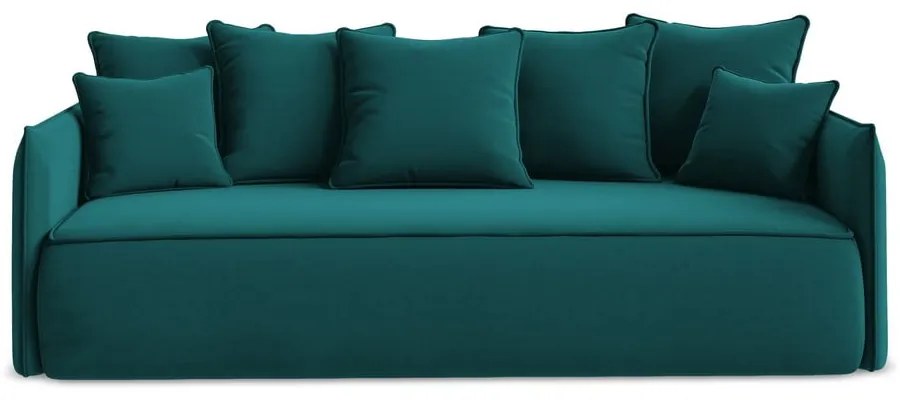 Canapea turcoaz extensibilă/cu spațiu de depozitare cu tapițerie din catifea 225 cm Hula – Makamii