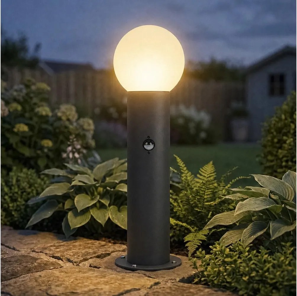 Kanlux 46086-Lampă de exterior cu senzor STONO 1xE27/15W/230V 80 cm IP65 antracit