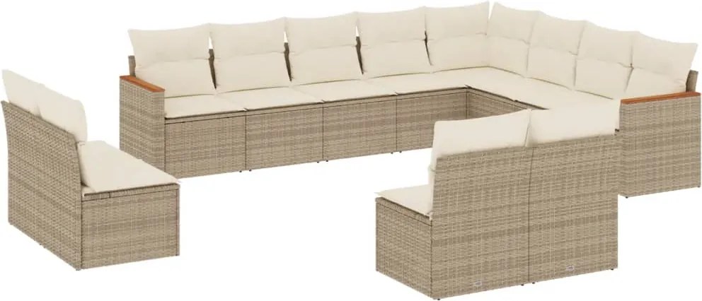 vidaXL Set canapele de grădină cu perne, 12 piese, bej, poliratan
