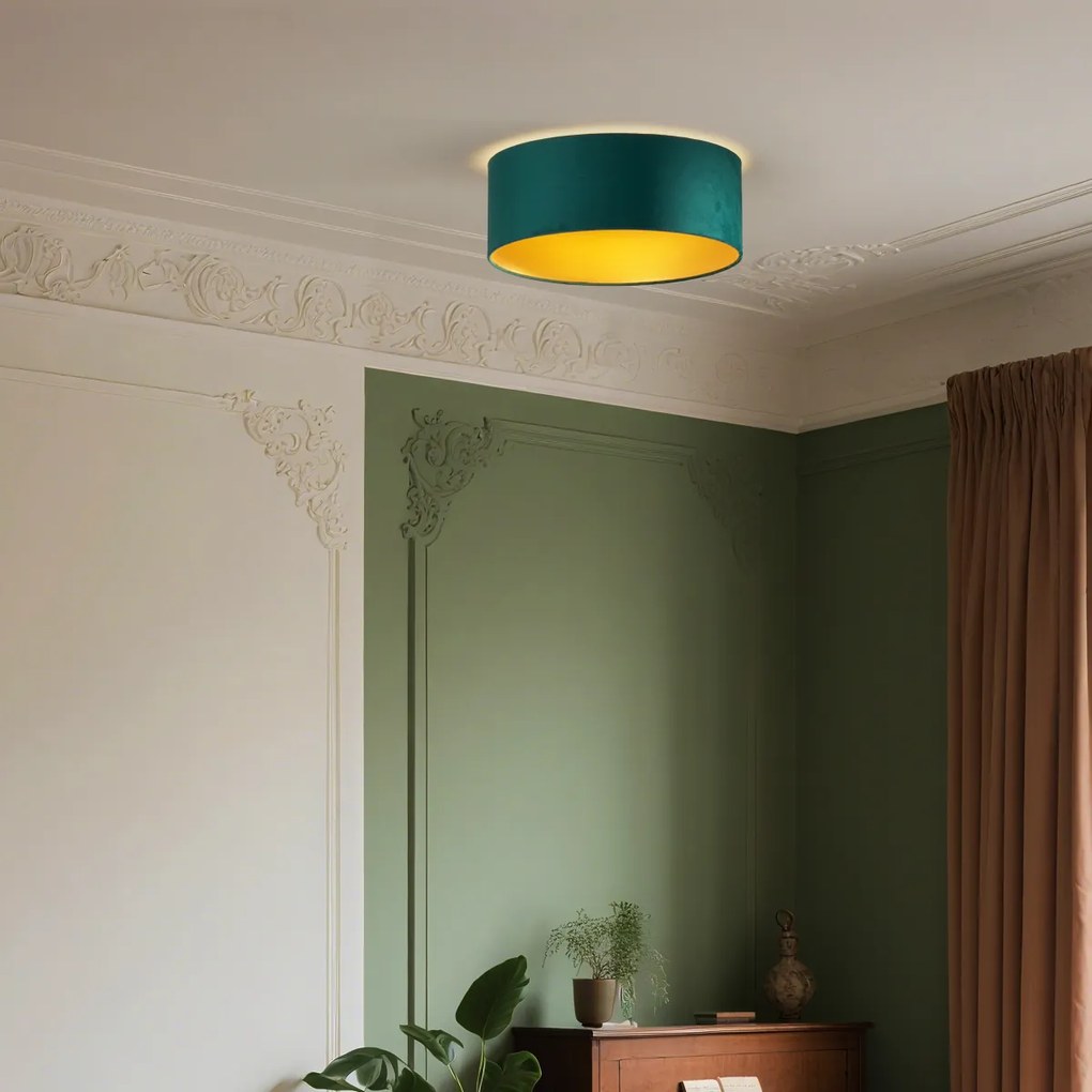 Plafonieră modernă verde catifea 40cm incl. LED cu 3 trepte de intensitate luminoasă - Sue