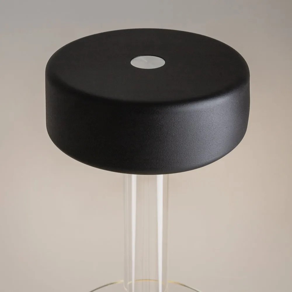 Lampa portabila cu baterii cu baza in forma de vaza AI design negru/ transparent