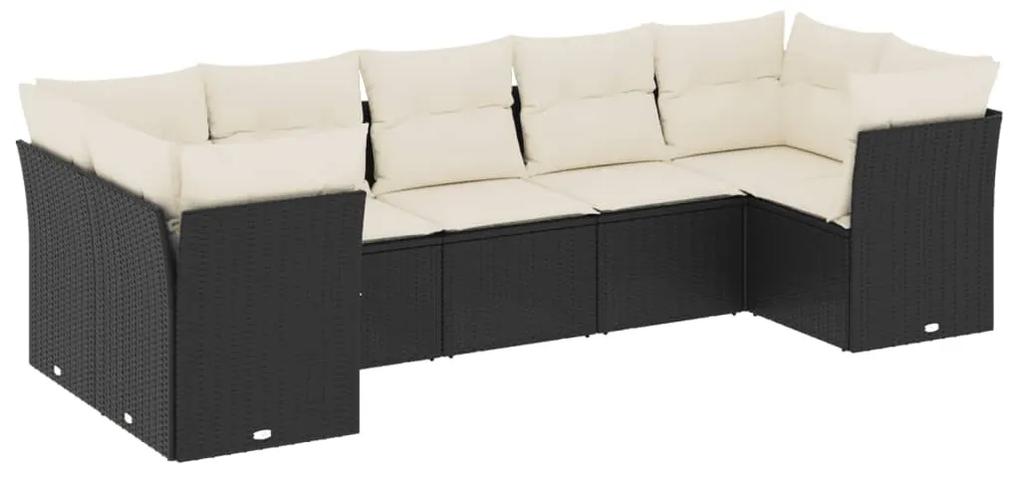 3249955 vidaXL Set canapele de grădină cu perne, 7 piese, negru, poliratan