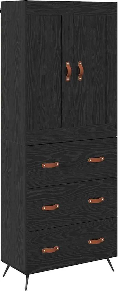 vidaXL Bufet cu sertar Stejar Negru 69,5 x 34 x 180 cm Lemn compozit