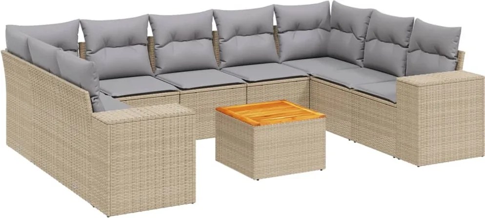 vidaXL Set canapele de grădină cu perne, 10 piese, bej, poliratan