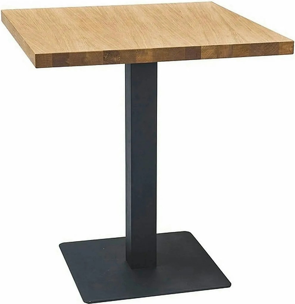 Masa PURO, stejar/negru, PAL laminat/metal, 60x60x76 cm