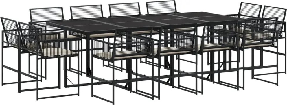 vidaXL Set mobilier de grădină cu perne, 13 piese, negru, poliratan