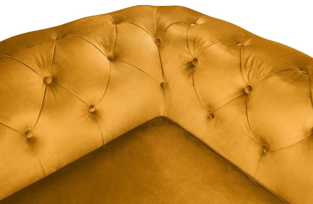 Canapea extensibila Oxford Chesterfield, 88x216x75 cm, 3 locuri, Mustard