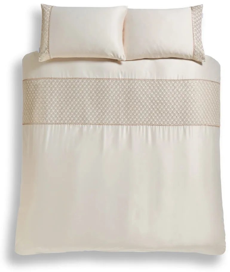 Lenjerie de pat bej din microsatin pentru pat dublu, extinsă 230x220 cm Deco Sequin – Catherine Lansfield