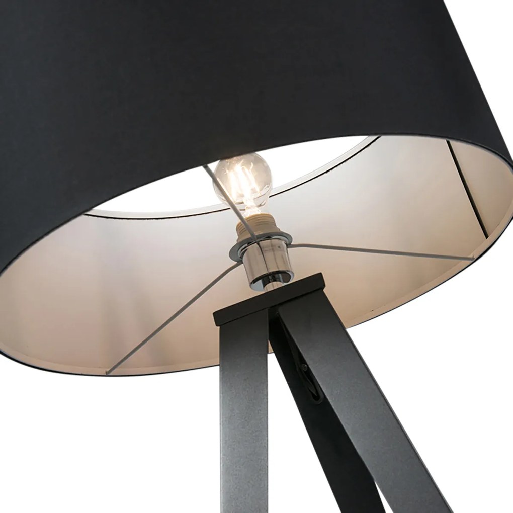 Lampa de podea moderna neagra cu abajur negru - Ilse