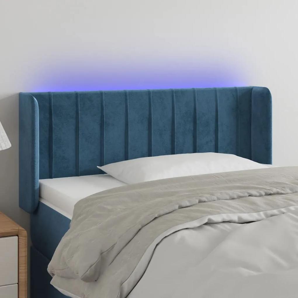 Tablie de pat cu LED, albastru inchis, 103x16x78 88 cm, catifea 1, Albastru inchis, 103 x 16 x 78 88 cm