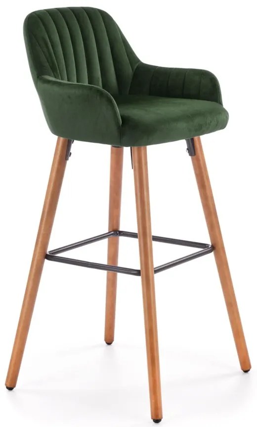 Scaun bar catifea H-93 verde – H 98 cm