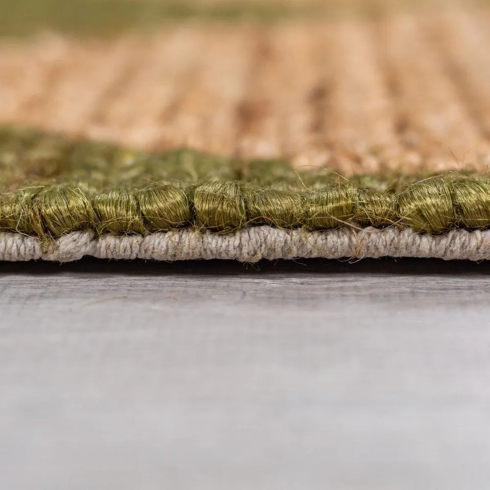 Covor tip traversă verde/în culoare naturală țesut manual din amestec de iută 80x230 cm Effie Diamond – Flair Rugs