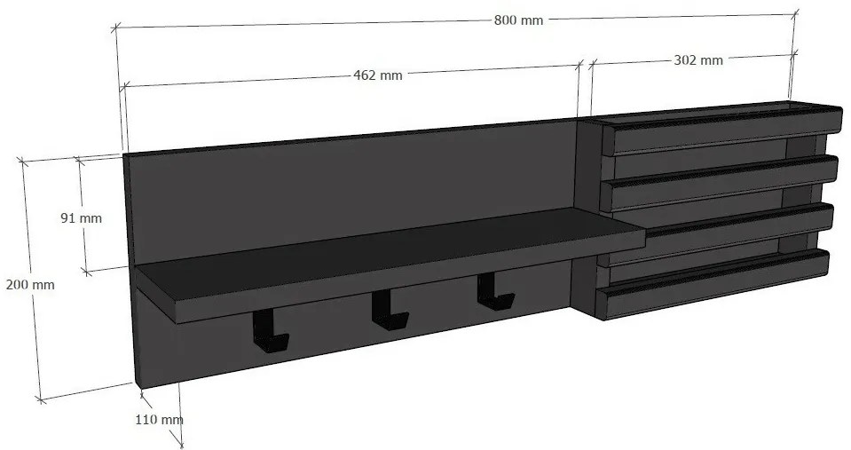 Cuier de perete Huso Anthracite