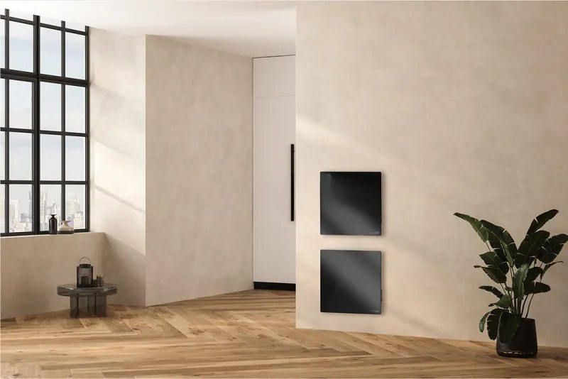 Convector electric de perete AENO AGH0012S, 500W, 12 m², LED, Wi-Fi, Senzori de inclinare si cadere, IP24, Negru