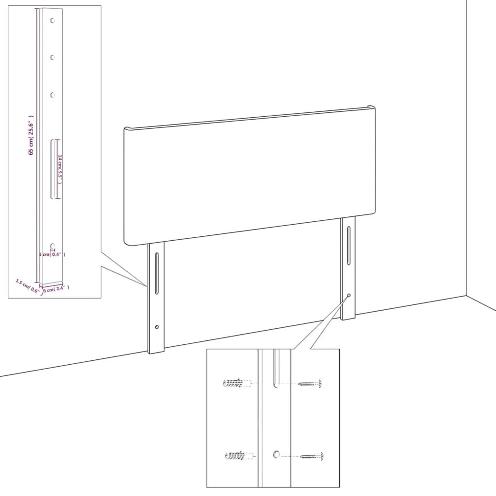 Tablie pentru pat boxspring 90 cm gri inchis