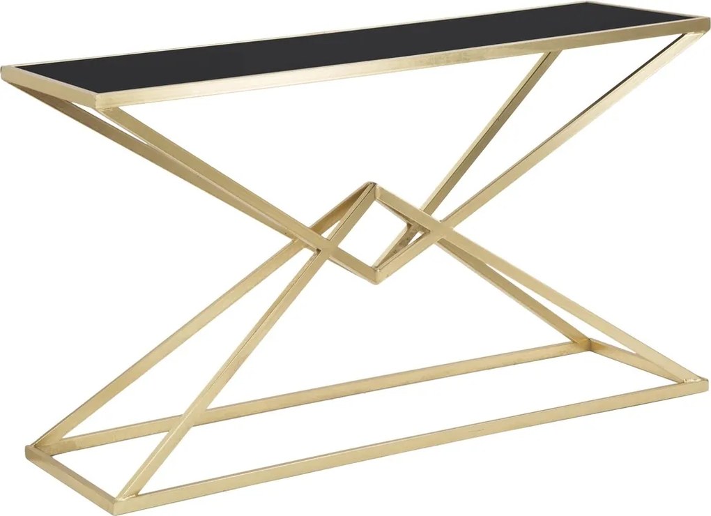 Consola Piramid, Mauro Ferretti, 130x40x75 cm, fier, auriu/negru