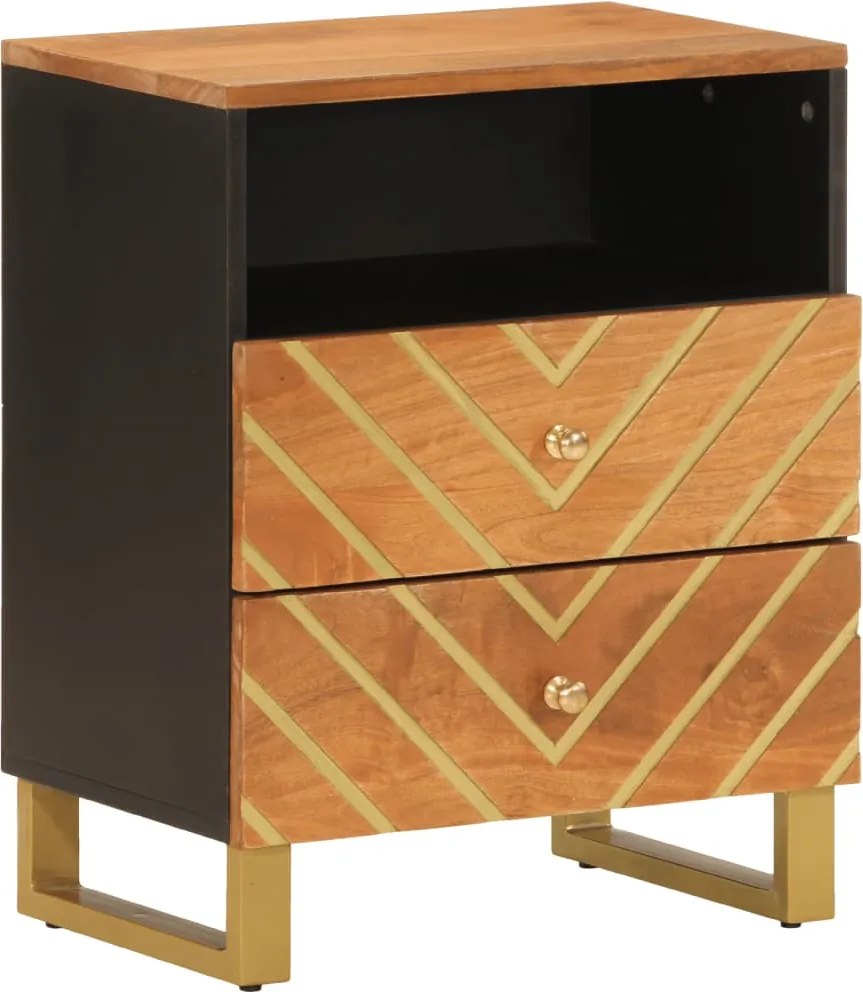 vidaXL Noptieră, maro și negru, 50x33x60 cm, lemn masiv de mango