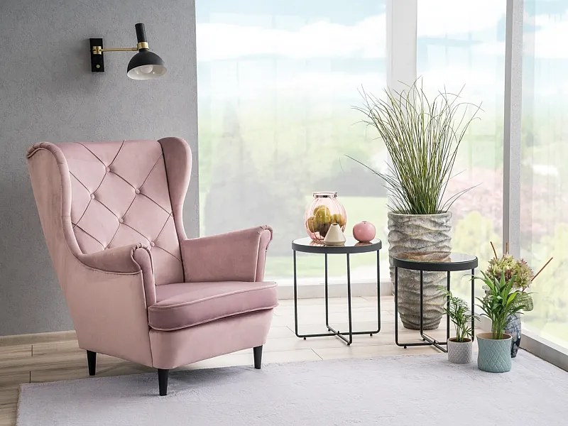 Fotoliu tapitat catifea Culoare Bej / Wenge LADY MATT VELVET
