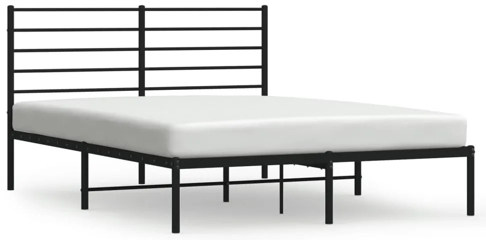 Cadru de pat metalic cu tablie, negru, 120x200 cm