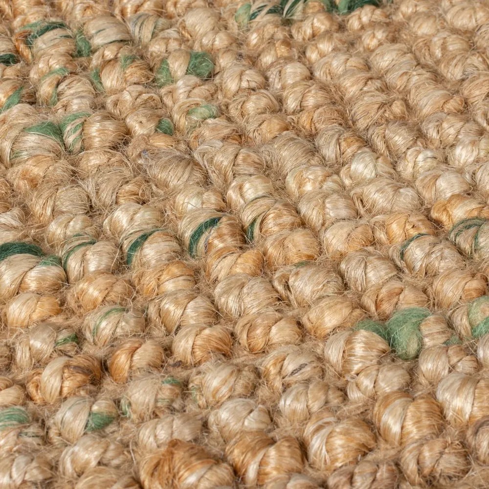 Covor tip traversă verde/în culoare naturală reversibil/țesut manual din iută 60x300 cm Jute Boucle Green – Flair Rugs