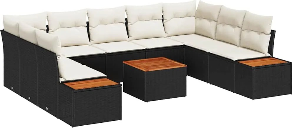 vidaXL Set de canapele pentru grădină 10 pcs Negru Rattan poli