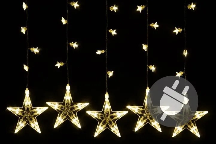 Decor de Crăciun - stele strălucitoare,100 LED-uri, alb cald