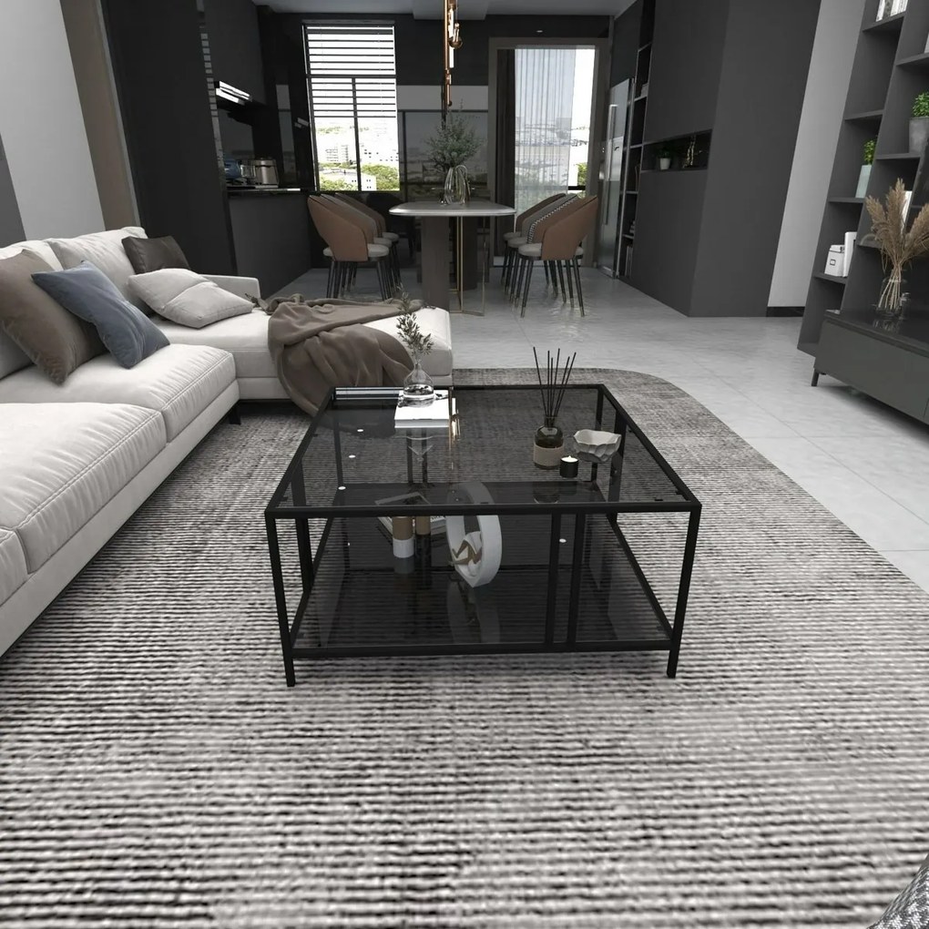 Măsuță de cafea Uranus Black cu sticlăfumurie