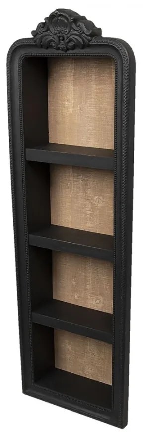 Etajera neagra, din lemn, aspect vintage, Florentine