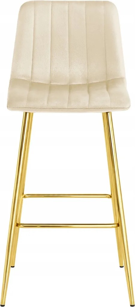 Scaun de bar POZZA VELVET cu picioare aurii, crem