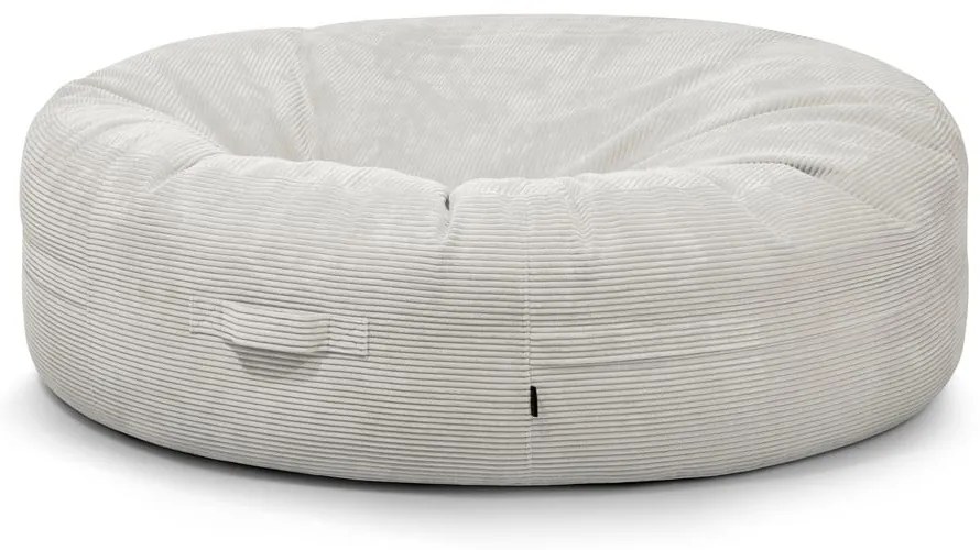 Fotoliu bean bag crem cu tapițerie din catifea reiată Roll 190 – SLOWDOWN