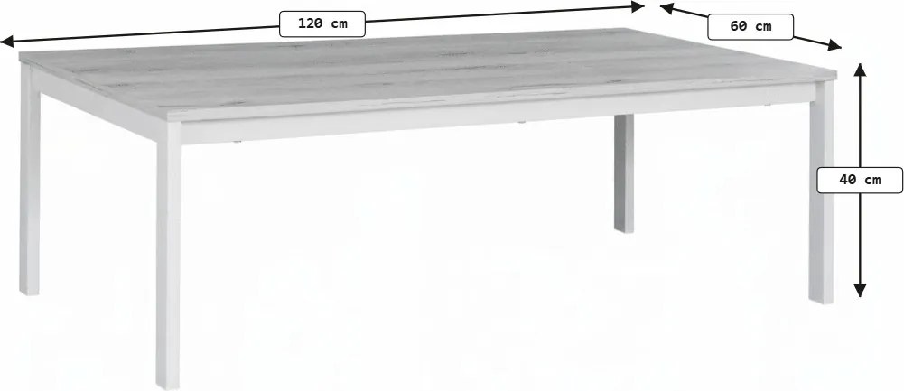 Masuta de cafea FROST 120x60 cm crem, decor stejar alpin