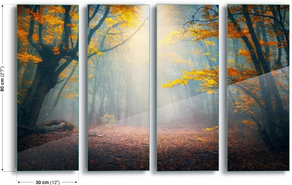 GLIX Tablou pe sticlă - The Enchanted Forest 4 x 30x80 cm