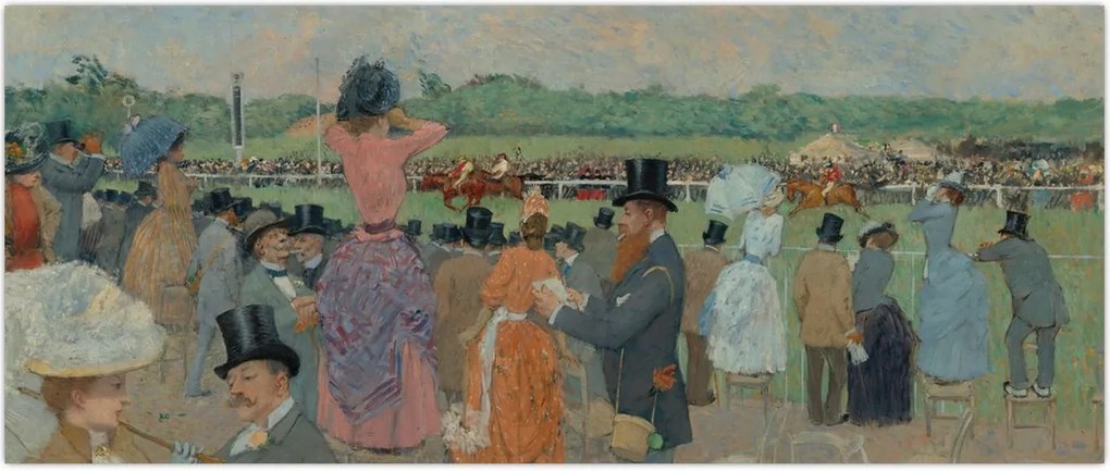 Tablou - Jean-Louis Forain, The Races at Longchamp, reproducere (120x50 cm)