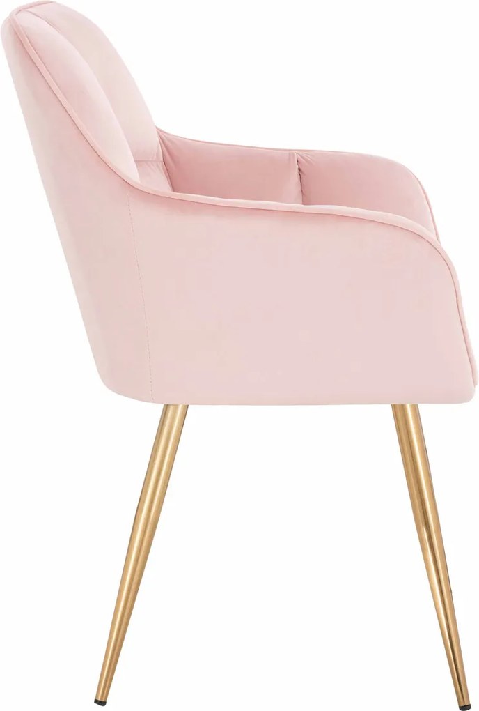 HR550 Scaun Roz Pudra Catifea cu Bază Aurie