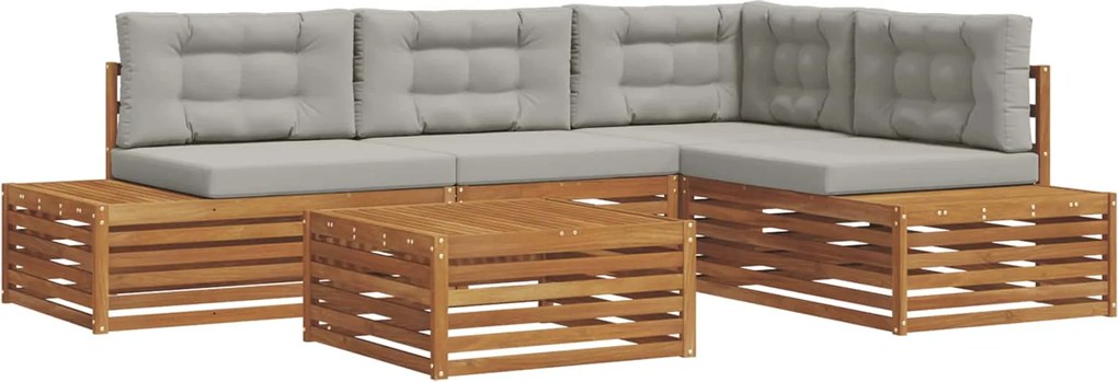 vidaXL Set de canapele de exterior 5 Bucată Gri natural și deschis