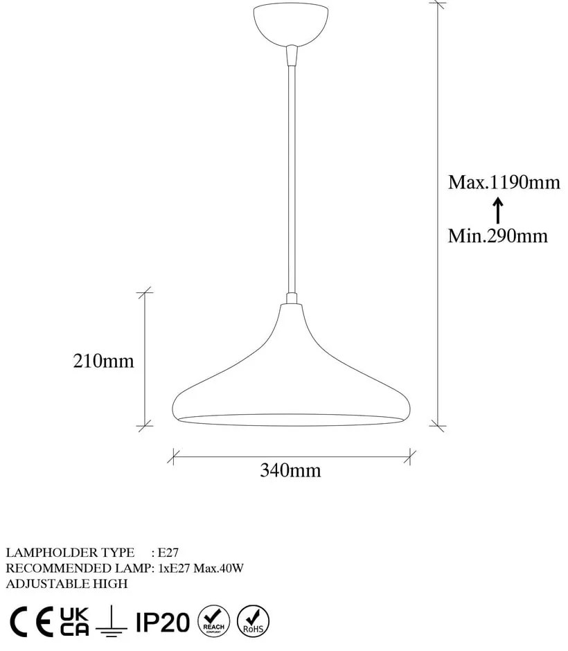 Lustră cu abajur din metal ø 34 cm Barek – Opviq lights