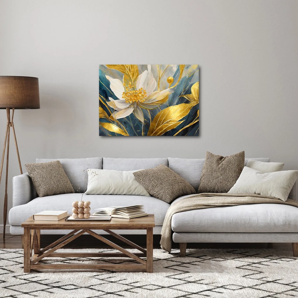 Tablou - Pictura de flori de aur (70x50 cm)