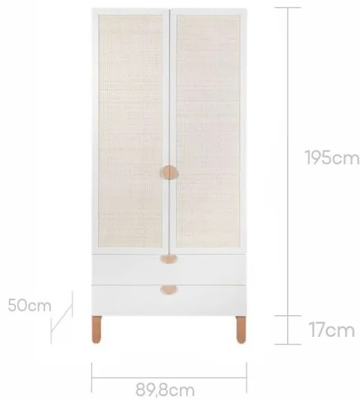 Dulap Ratata alb/fag/natur H195 cm