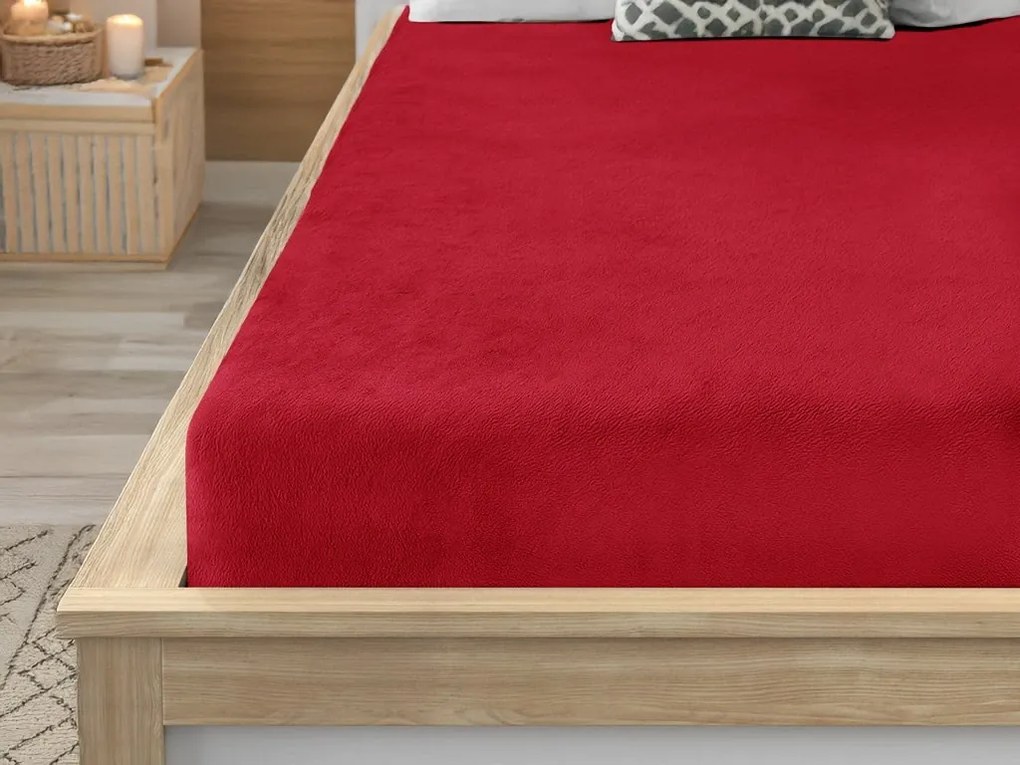 Cearsaf Cocolino microplus cu elastic SOFT 180x200 cm rosu inchis