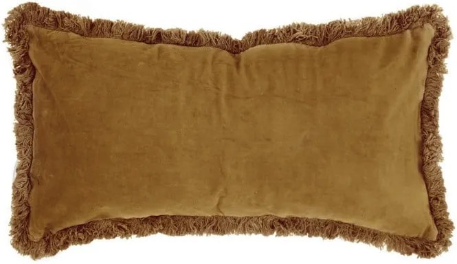 Pernă cu înveliș din catifea PT LIVING, 60 x 30 cm, maro caramel