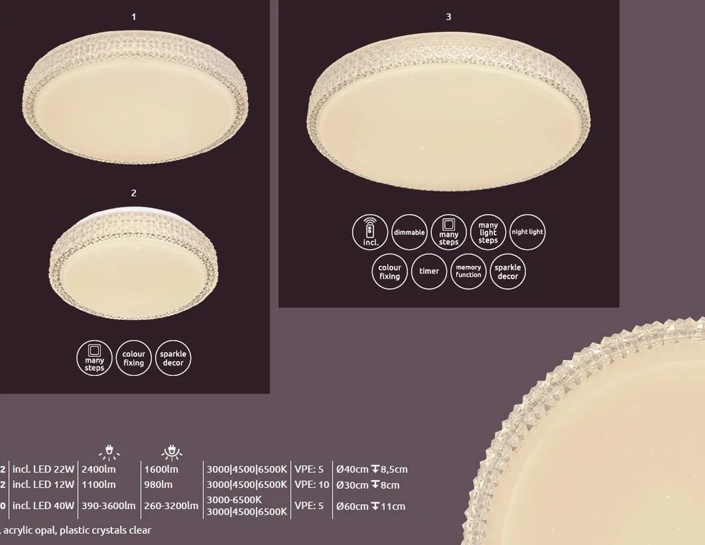 Plafoniera LED moderna cu telecomanda OVI 40W