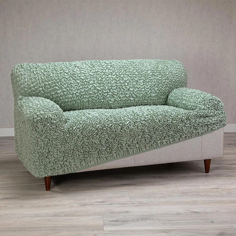 Huse bielastice FUCO bumbac bio mentă fotoliu dublu (l. 120 - 160 cm)