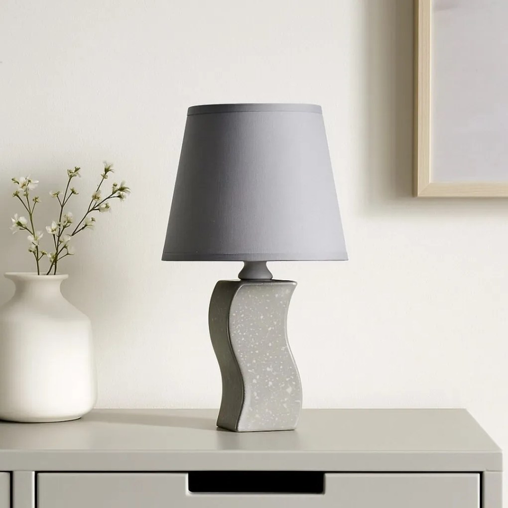 Lampa de masa ceramica gri abajur gri Dayami